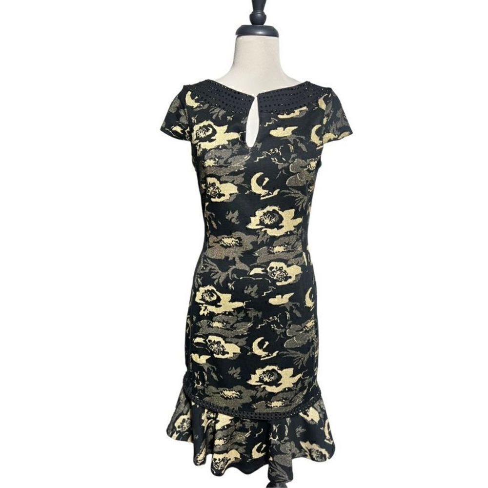 Badgley Mischka NWT Modelle Black & Gold Cocktail Dress Party Dress 6